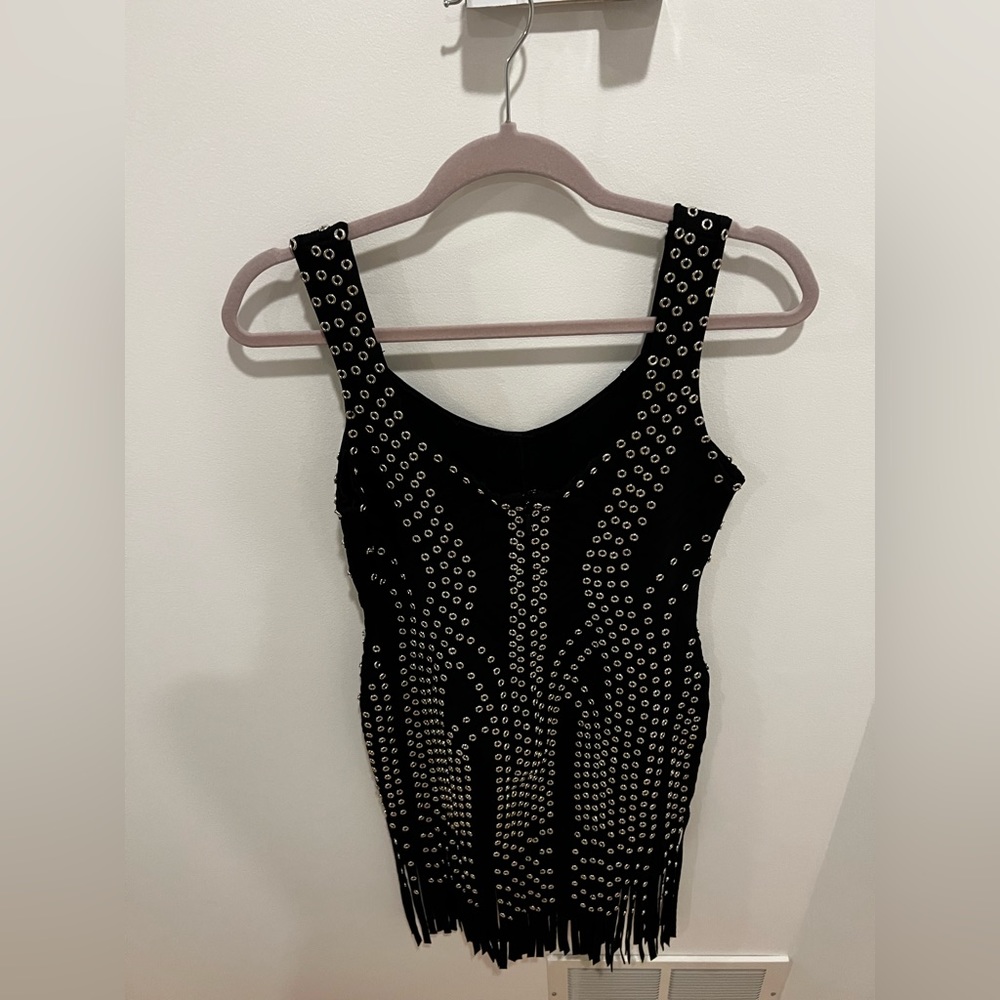 Like New Factory Legerbabe Bandage Black Dress Fringe Bottom - Picture 6 of 8